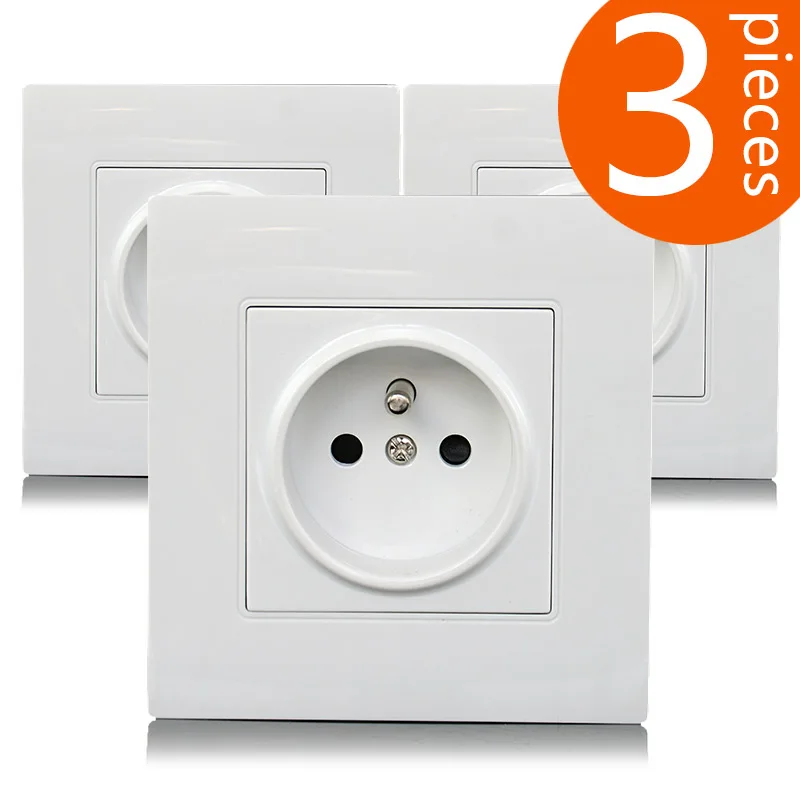 3 Pieces French Standard Socket Regulations Concealed Wall Power Outlet