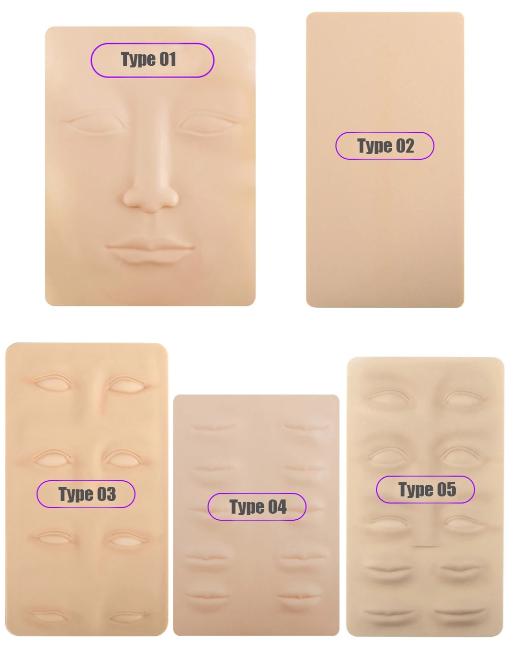 5 типов силиконовых 3D татуировок для практики поддельной кожи бровей губ лица глаз пустой Перманентный макияж начинающих для тренировки микроблейдинга кожи