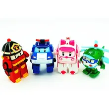 4pcs lot Robot Transform Deformation Helicopter Fire Truck Police Action Figure Doll Boys Gifts Toys For
