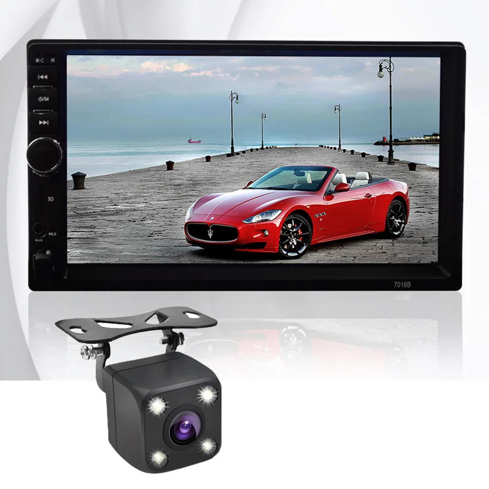 

2 Din 7 Inch Bluetooth FM USB TF Auxin Car Radio MP4 MP5 Video Player Car Stereo Mirror Link With Car Rear View Camera