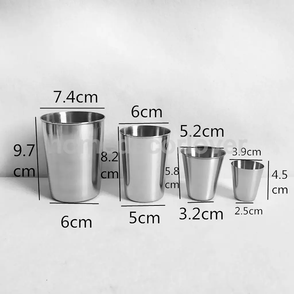 2 Piece Stainless Steel Cup Mug Drinking Coffee Beer Tumbler Travel 30ml/50ml/180ml/320ml