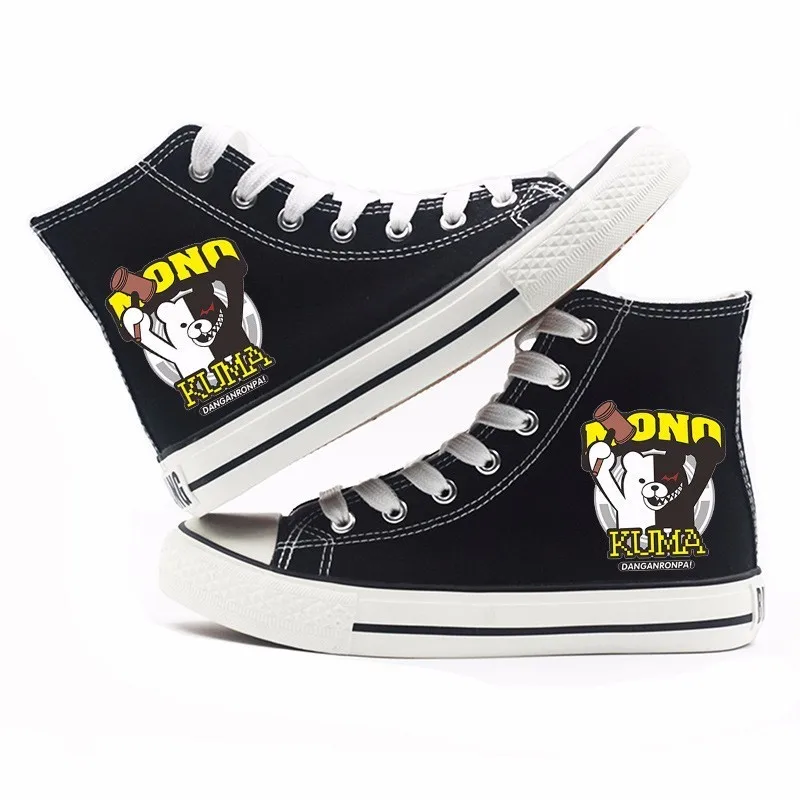 

New Anime Danganronpa Monokuma Cosplay Shoes Men Canvas High Top Shoes Casual Unisex Lace-up Boots Sneaker Shoe
