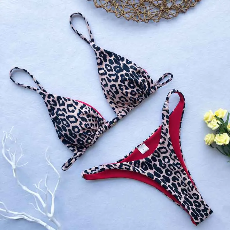 

Leopard Bikini Swimsuit Sexy Micro Bikinis 2019 Mujer Mini Bikini Thong Women's Swimsuits Swiming Suit Female Separate Swimwear