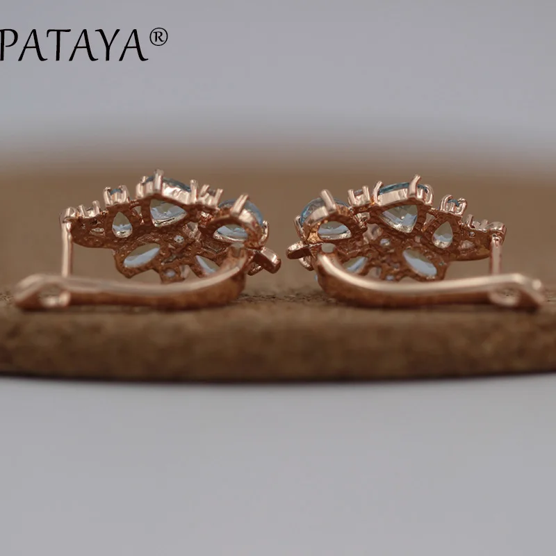 Pataya Multi Цветной Зеленый Натуральный циркония серьги 585 розовое золото RU Hot