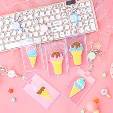 1 шт. Kawaii Мороженое прозрачная акриловая Женская ключница, чехол, кошелечного типа, ID визитница, кредитный чехол для банковских карт канцелярская карточка держатели