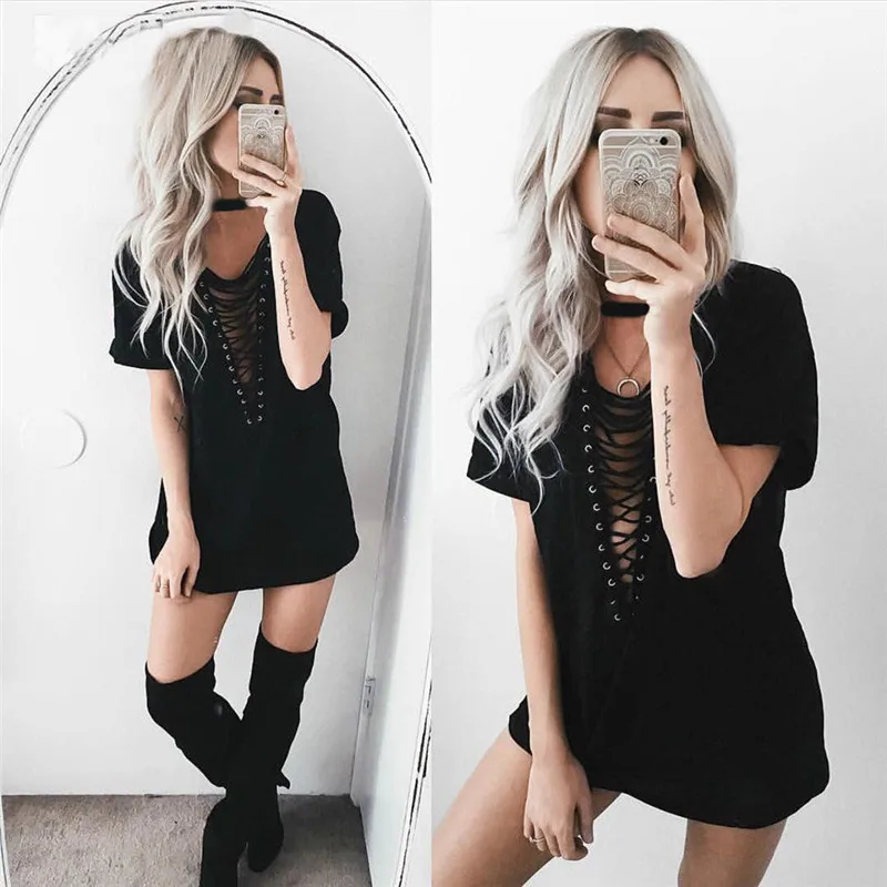 11-colors-2017-summer-women-t-shirt-mini-tie-up-dress-black-white-bodycon-sexy-club (2)