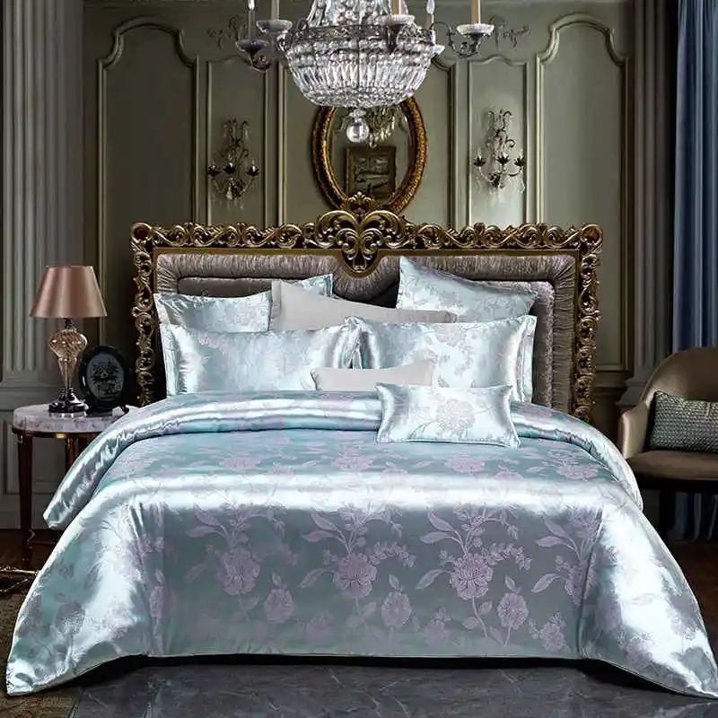 Liv-Esthete Luxury Euro Jacquard Palace Bedding Set Double Adult Bedspread Flat Sheet Decorative Bed Linen Set Home Textile - Цвет: 010