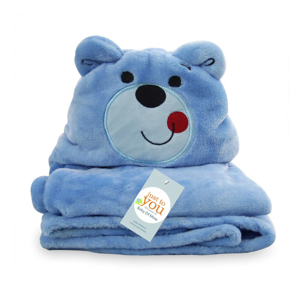 Lovely fleece baby bath towel cute animal figure baby kid's hooded towel bathrobe cloak baby blanket Shower Present for Newborn - Цвет: Blue monkey