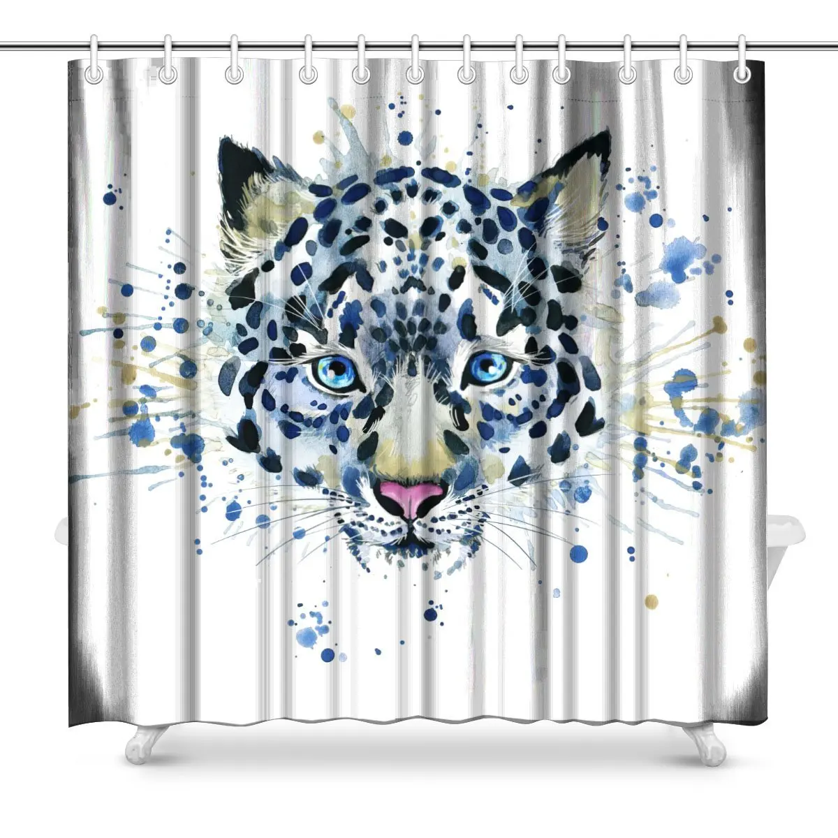 Leopard Polyester Fabric Bathroom Shower Curtainin Shower Curtains