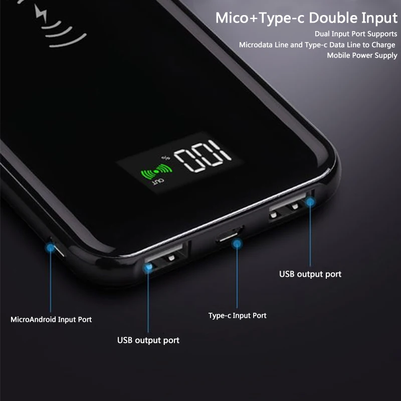 NOHON, беспроводной внешний аккумулятор, 10000 мА/ч, для iPhone, huawei, Xiaomi, внешний аккумулятор, 10000 мА/ч, портативное зарядное устройство, универсальное