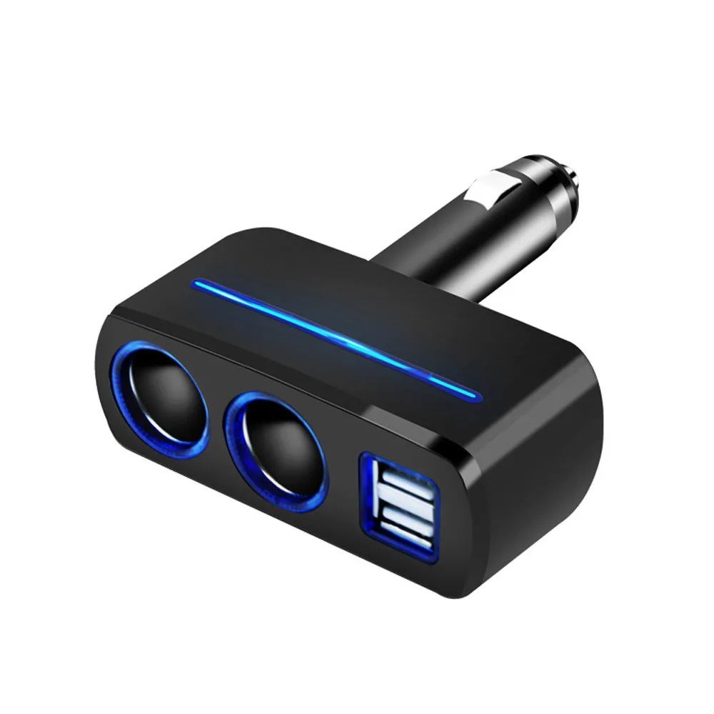 Dual USB car cigarette lighter charger multi-function socket 2 way power adapter Black White |