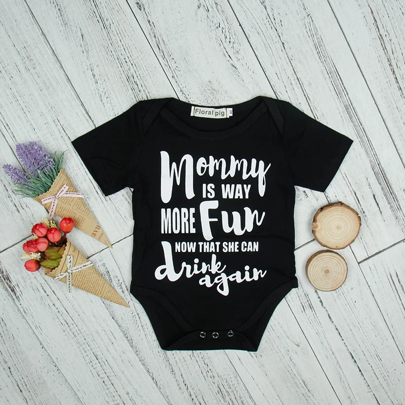 

Back Short Sleeve Baby Bodysuit 2018 Funny Mommy IS WAY MORE FUN Letter Printed Newborn Girl Boy Clothes Tiny Cottons Costume