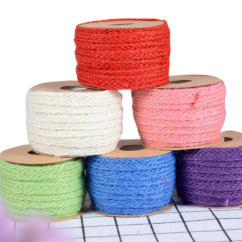 

5M/Roll DIY Colored Woven Hemp Cords Wedding Birthday Party Decorations Braided Ropes Flower Gift Wrapping Rope Craft Supplies