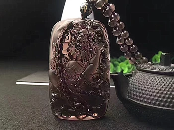 

Natural obsidian pendant obsidian ice color obsidian ice crystal obsidian ice crystal chain bell hui pendant