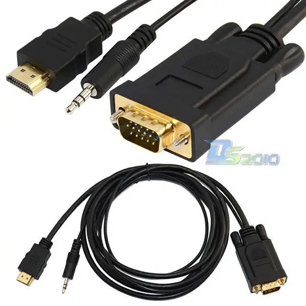 Danspeed 6ft HDMI мужчины к VGA кабель Мужской 3.5 мм стерео аудио USB Мощность Кабель-адаптер Черный