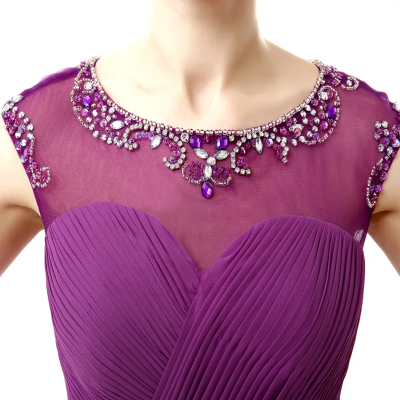 Новое поступление шифон Фиолетовый Короткие коктейльные платья 2019 полная рука бисер Vestido de noiva Feestjurken коктейльное платье