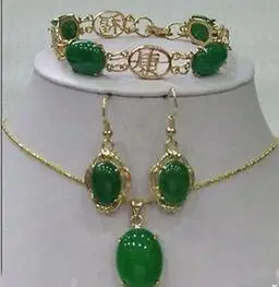 

Hot selling@> Wholesale Latest ! Fashion jewelry green Natural stone necklace pendants, earrings , bracelets Set Natural jew -Br