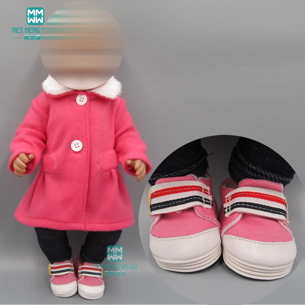 

Baby clothes for doll fit 43cm toy new born doll accessories and American doll fur collar coat + casual tight trousers
