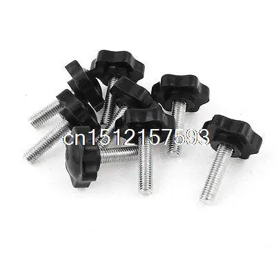

8 Pcs Black Spare Part M8 x 30mm Male Threaded Knurled Grip Star Knob