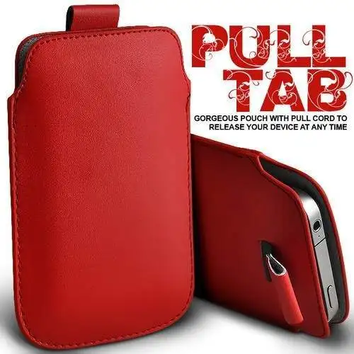 Tab Push& Pull из искусственной кожи чехол для Apple iPhone 4 4S 5C 5S Xiaomi 2S Ультратонкий чехол для телефона - Цвет: Красный