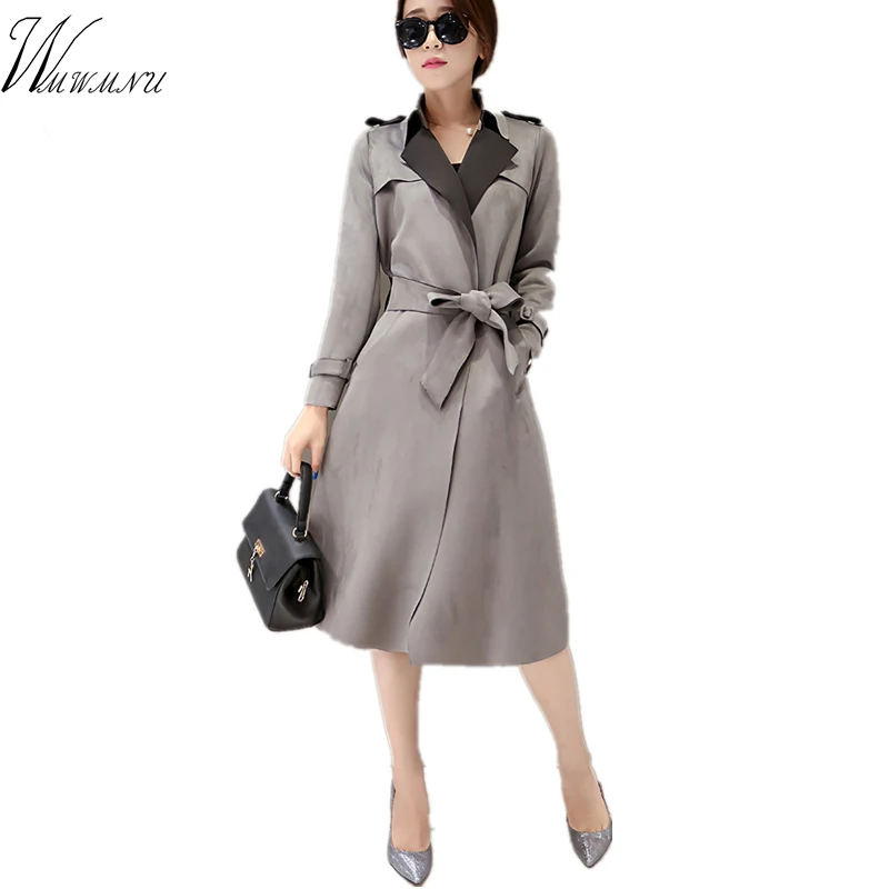 

Wmwmnu Women New Arrival Real Full Fashion 3d Belt Coat 2017 New Trench For The Popular Han Edition Long High Quality Deerskin