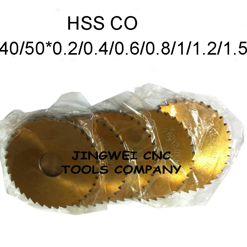 Оловянного покрытия HSSCo циркулярной пилой лезвие фреза 40/50*0,2/0,4/0,6/0,8/1,0/1,2/15*13 мм внутренний диаметр для нержавеющей стали