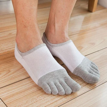 

Sale 1Pair Men's Cotton Five Finger Socks Toe Socks Invisible Nonslip Ankle Breathable anti-skid Toe Socks