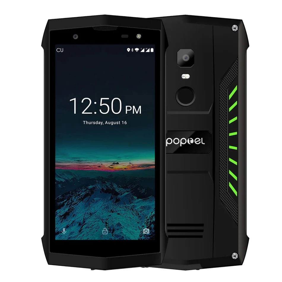 POPTEL P8 4G LTE прочный телефон IP68 Водонепроницаемый Пылезащитный для лица ID 5,0 дюймов 3750 мАч Android 8,1 16 Гб NFC 5MP+ 8MP смартфон - Цвет: Зеленый