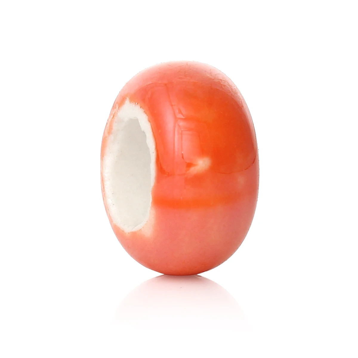 

DoreenBeads DIY Ceramics Beads Flat Round Orange-red AB Color for Jewelry Making About 13mm x 6mm,Hole: Approx 6.2-6.6mm,10 PCs