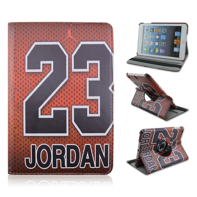 Jordan Number "23" Surface Rotating Folio Stand Leather Tablet Case For