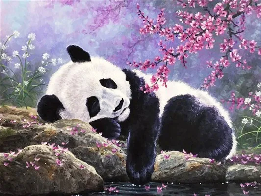 Huacan Diamond Embroidery Animal Full Square Picture Mosaic Rhinestone Home Decoration Diamond Painting Panda - Цвет: AP5025