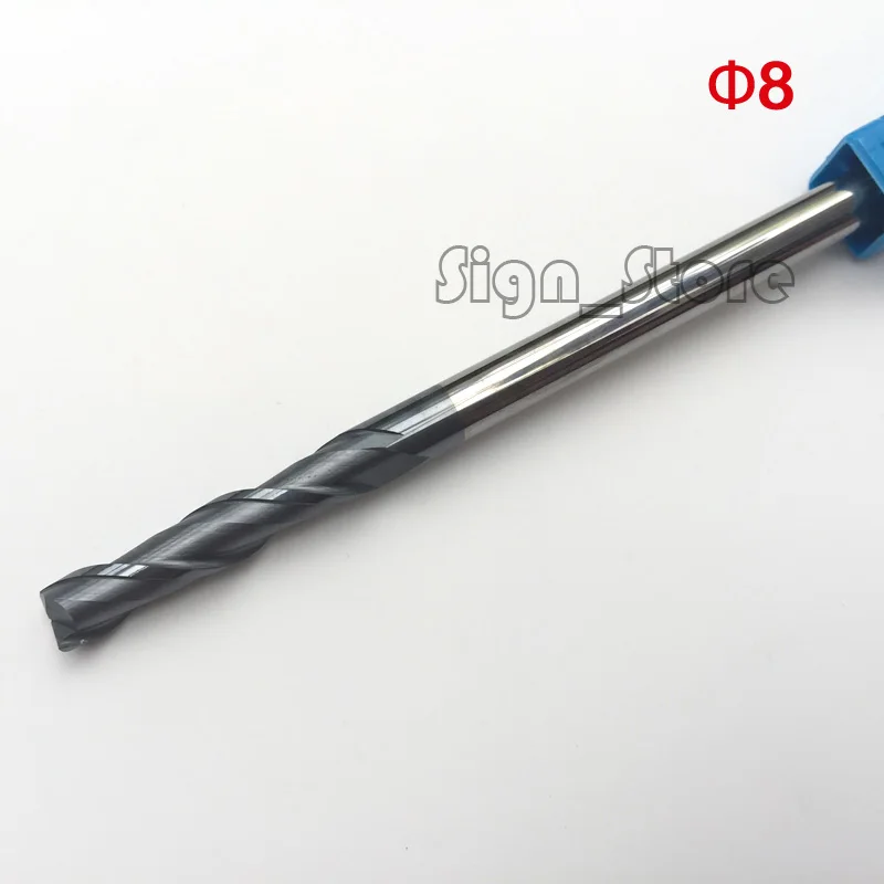 

2F 8mm Two Double flutes 8*8*25*150mm HRC55 long length tungsten carbide end mill bit CNC Steel milling cutter 150mm Lengthen