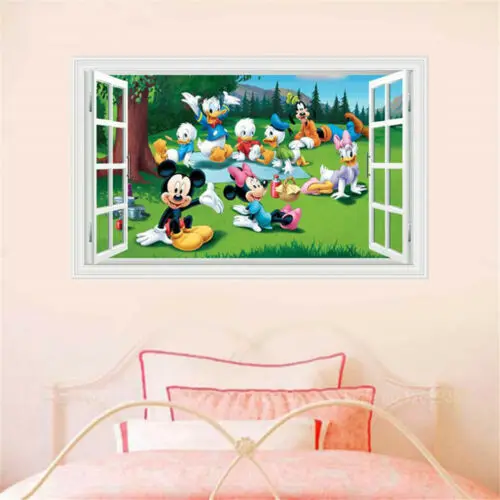 Limit 100 Cartoon Mickey Minnie Mouse baby home decals wall stickers for kids room baby bedroom wall art nursery park DIY poster