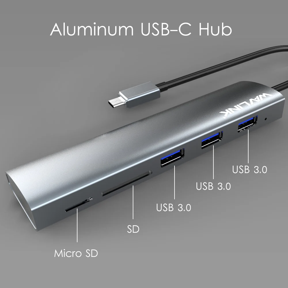 Wavlink USB-C USB C концентратор 5 в 1 type C адаптер концентратор до 3 USB 3,0 SD/Micro SD TF кардридер для iMac портативных ПК Аксессуары usb-хаб