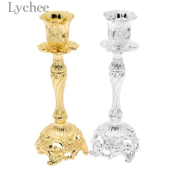 

Lychee Europe Flower Metal Candle Holder Gold Color Silver Color Candle Stand Home Living Room Decoration