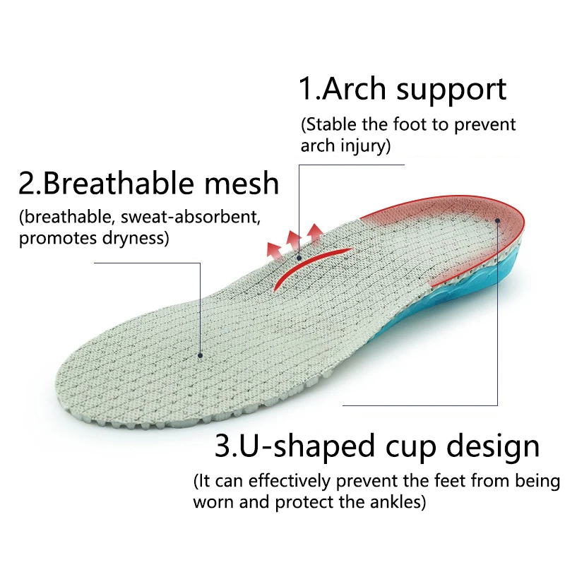 Силикагель стельки для кроссовок ударопрочный пружинный амортизационный башмак вставка для ног улучшает массажные стельки