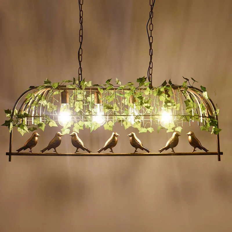 

Loft industrial wind pendant bar cage plant retro nostalgic restaurant lights Nordic art personality