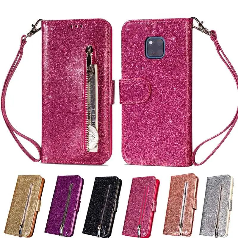 

Glitter Wallet Case For Huawei Mate 20 Pro Lite Cover Zipper PU Leather Phone Bag Case For Huawei Mate 20 20Pro 20Lite Funda