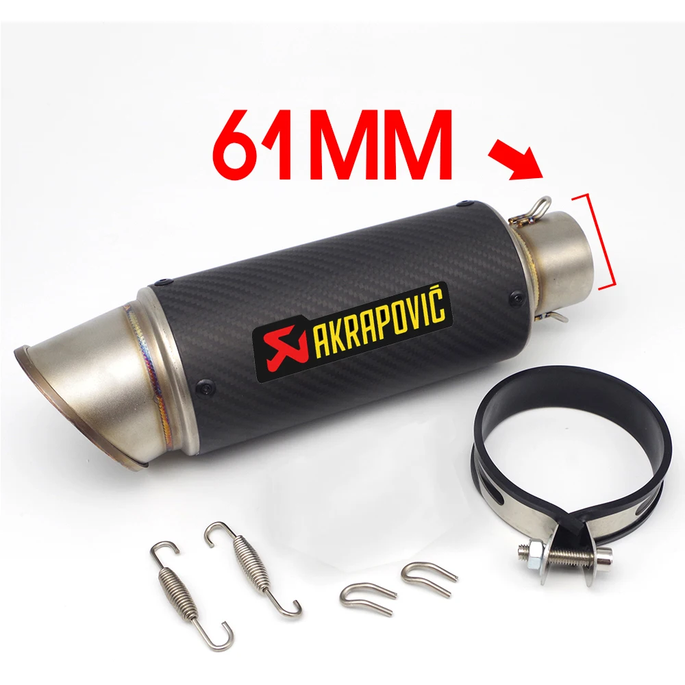 Akrapovic выхлопной мотоцикл выхлопной дБ killer 51/61 для honda cb500f kawasaki z650 aprilia tuono suzuki gsx 1400 yamaha r1 2009 - Color: B Sticker 61mm