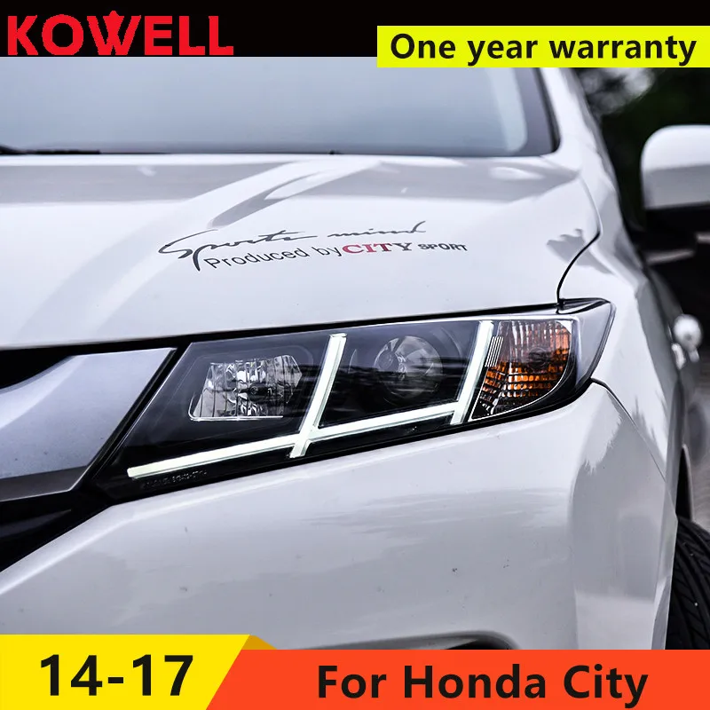 KOWELL автомобильный Стайлинг для Honda City- светодиодный фонарь для городской головы светодиодный фонарь дневного света светодиодный DRL биксеноновый HID