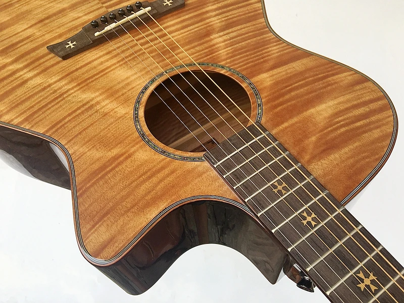 

hand made flame maple acoustic guitar with electric tuner