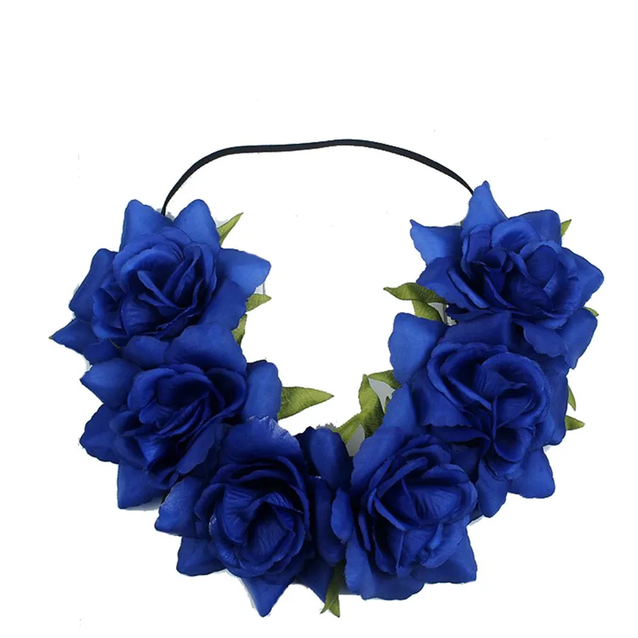 

Large Rose Flower Forehead Hair Headband Hair Crown Summer Festival Garland