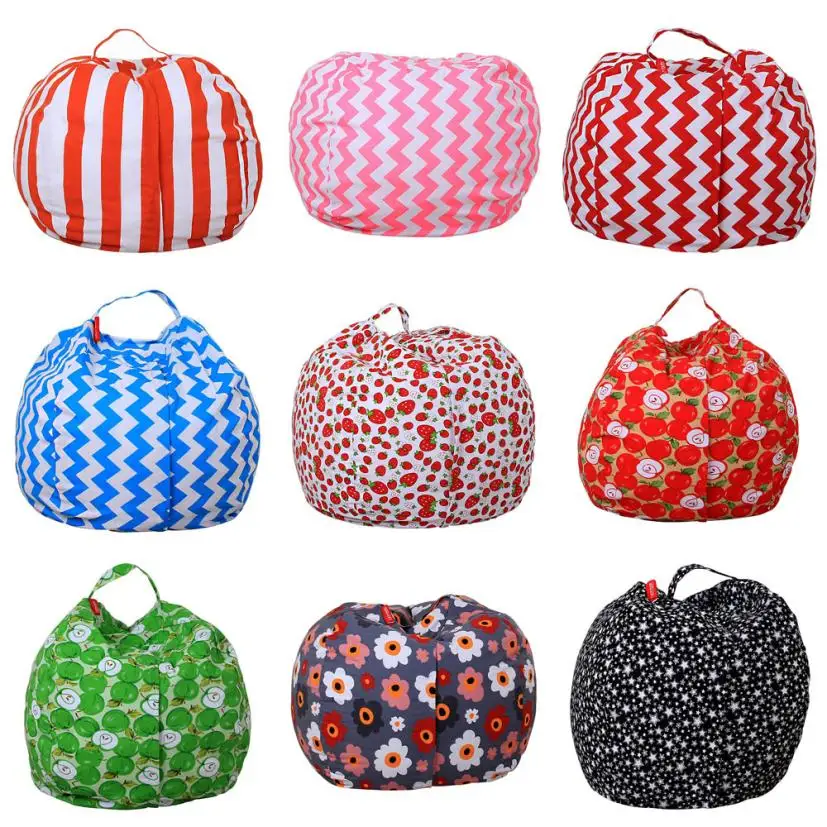 Kaufen Kinder Spielzeug aufbewahrungstasche organizer baumwolle Stofftier Plüsch Spielzeug Lagerung Sitzsack Stofftasche Streifen aufbewahrungstasche kleidung 5O0104