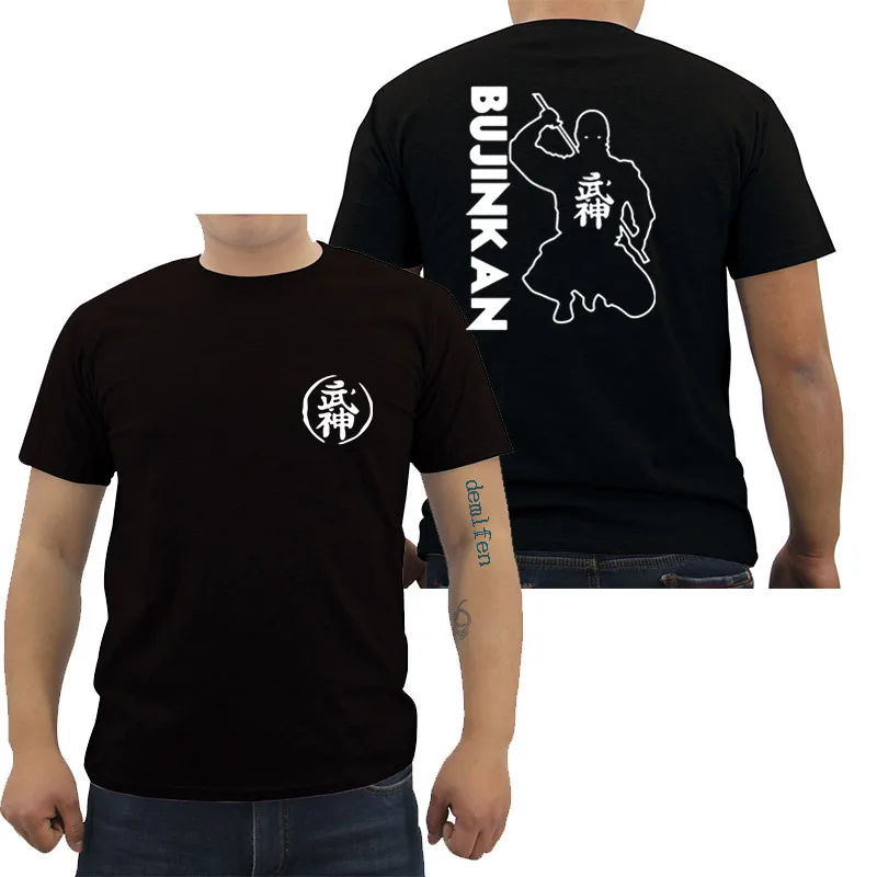 

New Bujinkan Ninjutsu Shinobi Budo Taijutsu Oni Demon Black Men T-Shirt Taijutsu Dojo Kanji T-shirt Japan Martial Artss Tees