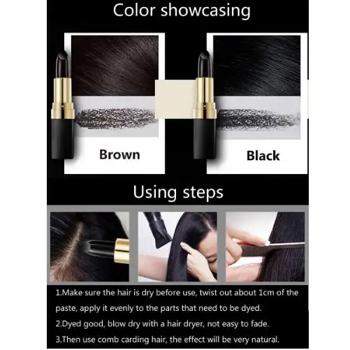 Одноразовая краска для волос мгновенное серое покрытие корня цвет волос изменить крем-палку временное покрытие белый цвет волос краситель 3,8 г