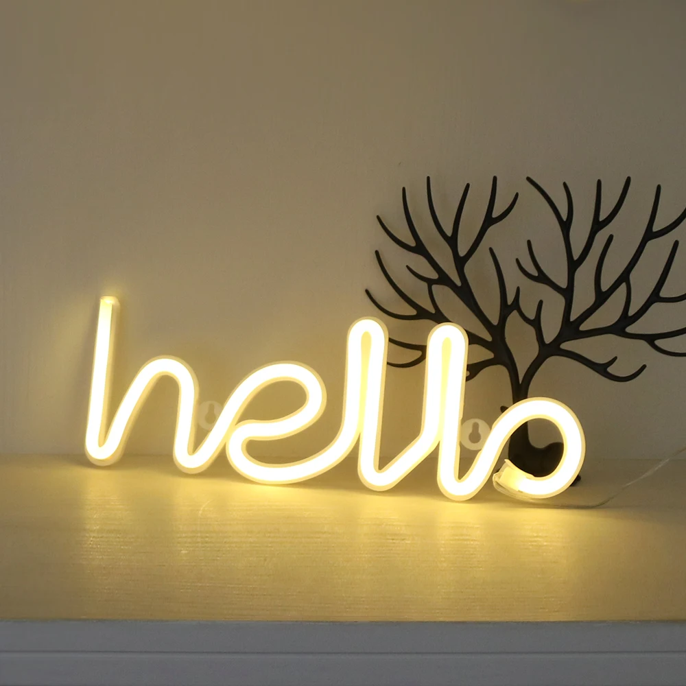 Ночной светильник с неоновым алфавитом Hello неоновый s для дня рождения свадьбы