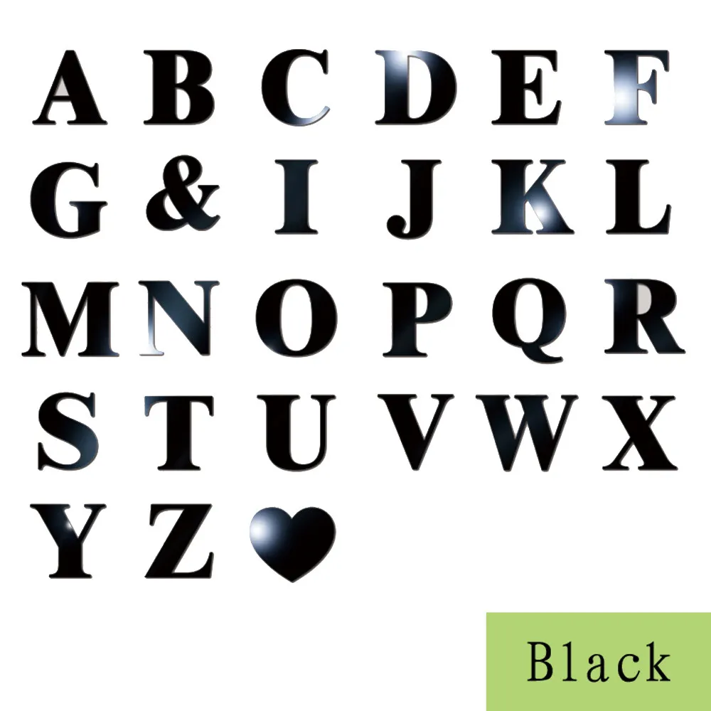 

3d Stickers switch Mirror Wall Sticker 26 Letters DIY Mural Art Home Decor Decals black decoration maison stickers F301219