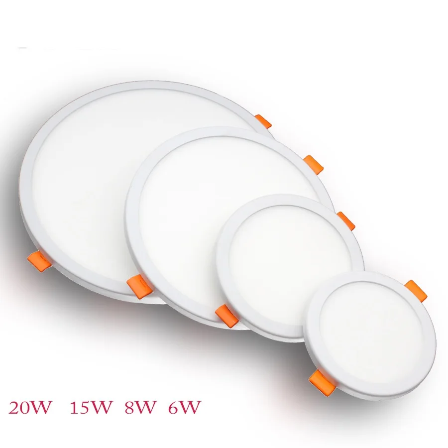 

New design led panel light 6w 8w 15w 20w adjustable hole size thin Round square led panel lamp AC85-265V