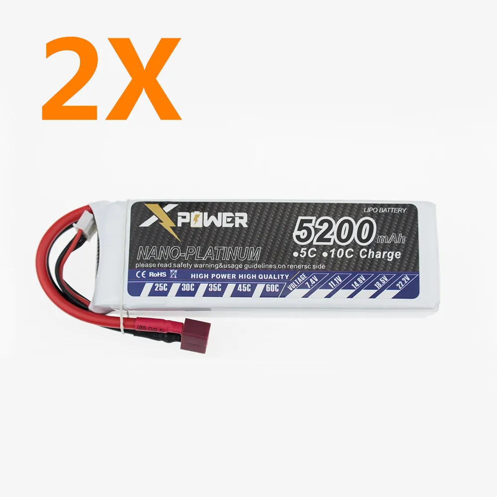 

2pcs T Plug 5200Mah 11.1V 3S 30C Lithium Li-po Battery For DIY Racing RC Helicopter Qudcopter Drone Truck Car Boat parts