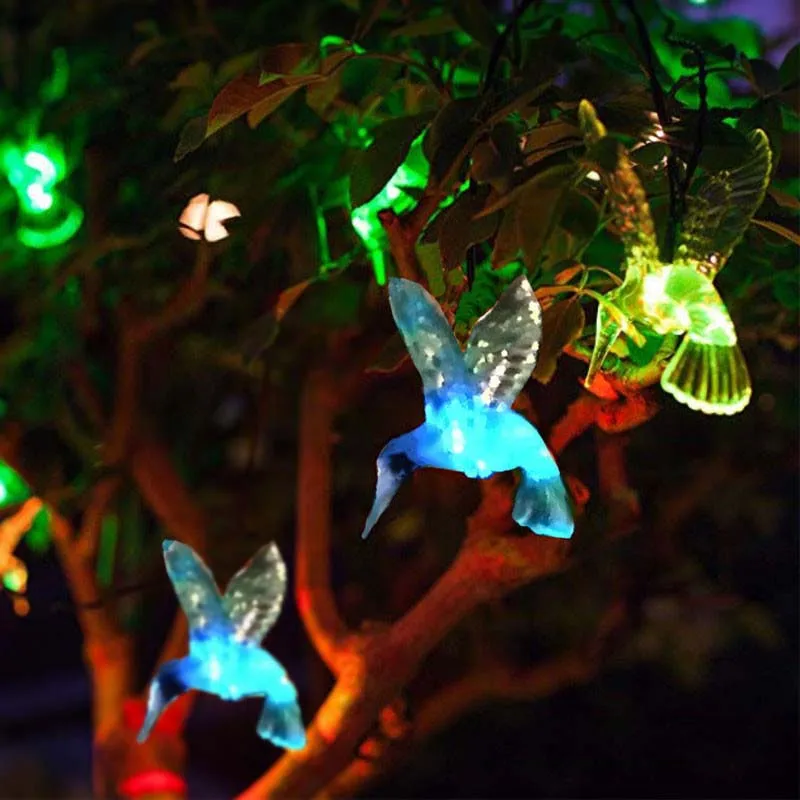 

New 20 LEDS 8.5M Green Hummingbird Style Solar Lamp Power LED String Solar Garlands Garden Christmas Decor For Outdoor